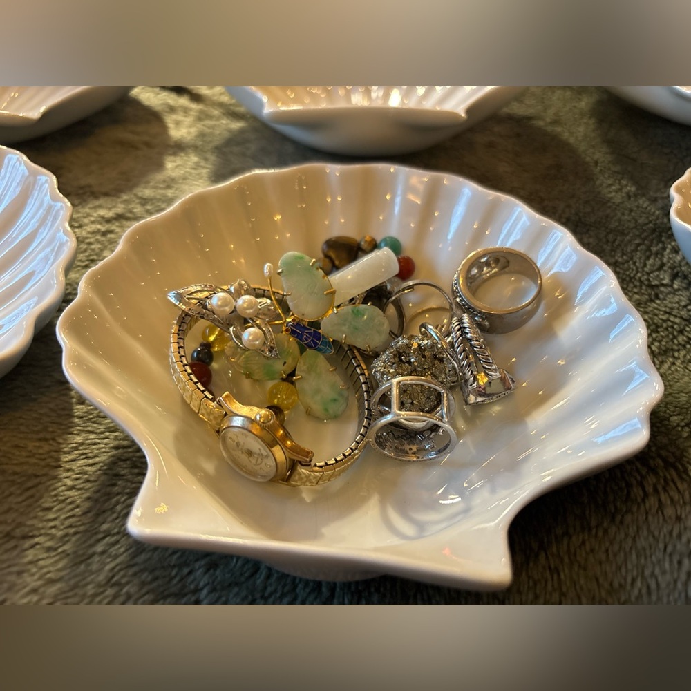CERAMIC Clam Shell Bowl Set of 3 Fancy Ocean Inspired Beach Dinner Party Seafood - Picture 9 of 16